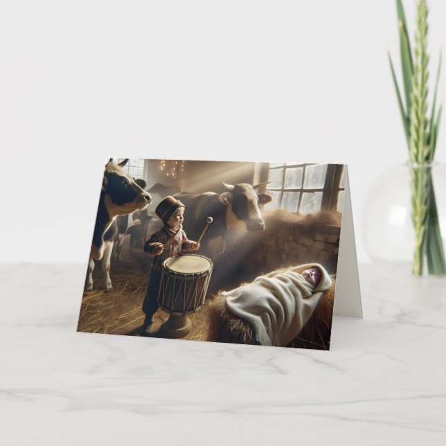 Drummer Boy in a Barn Stable Helgkort (Framsida)