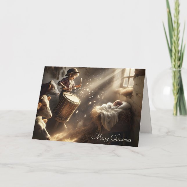 Drummer Boy in a Barn Stable Helgkort (Framsida)