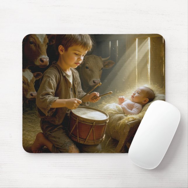 Drummer Boy med Baby Jesus på en man Musmatta (Med mus)
