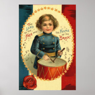 Drummer Boy Star Rött vitt blått Poster