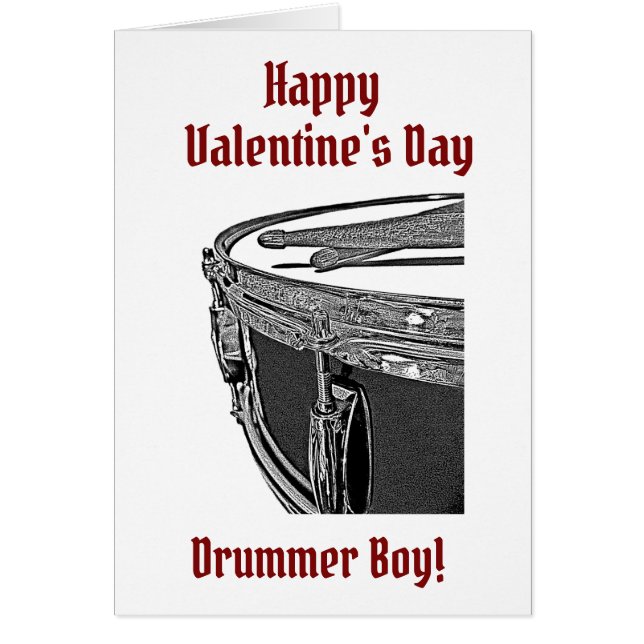 Drummer Boy Valentine Card Snare Drum Drum Sticks Hälsningskort (Framsidan)