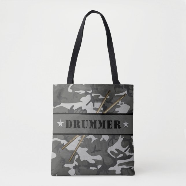 DRUMMER Camouflage Drumsticks Rocker Drum Drumming Tygkasse (Framsida)
