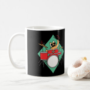 Drummer Cat Drummer Musician Drumsticks Kaffemugg
