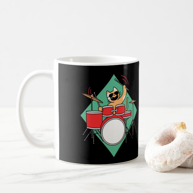 Drummer Cat Drummer Musician Drumsticks Kaffemugg (Med munk)