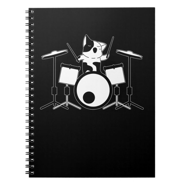 Drummer Cat Drumset Pet Drum Musician Animal Anteckningsbok (Framsidan)