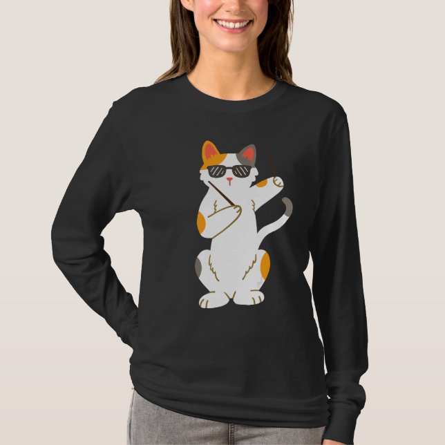 Drummer Cat Drumsticks Drumming T Shirt (Framsida)