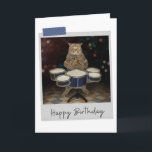 Drummer Cat Funny Birthday Card Kort<br><div class="desc">Öka alla kattälskares födelsedag med den här kattdjuret för viskhet och roligt!</div>