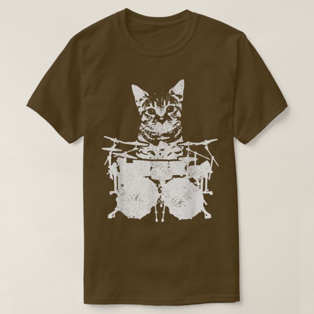 Drummer Cat Funny Cute Kitten Sten & Roll Drumming T Shirt (Design framsida)