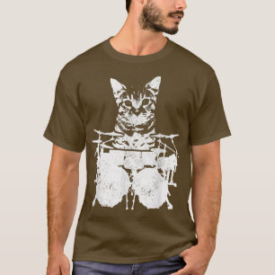 Drummer Cat Funny Cute Kitten Sten & Roll Drumming T Shirt
