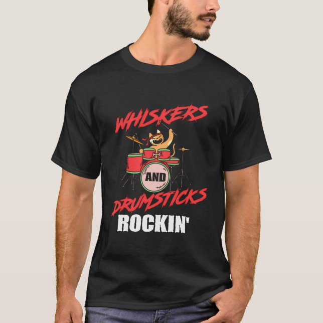 Drummer Cat Lover Percussion Percussionis T Shirt (Framsida)