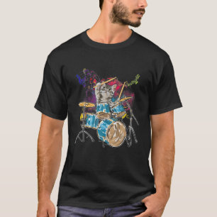 Drummer Cat Music Älskare Musician spelar Drums T Shirt