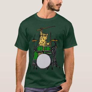 Drummer Cat Music Älskare Musician spelar T Shirt