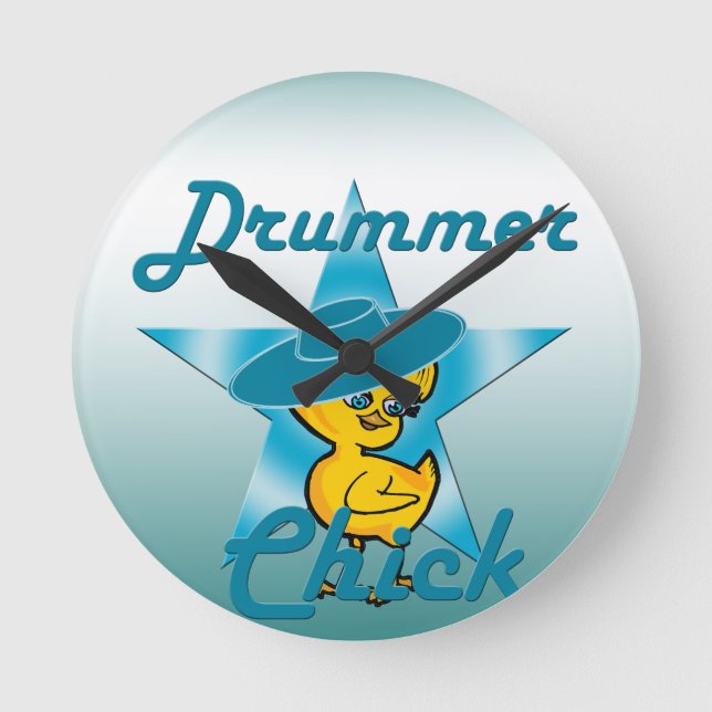 Drummer-Chick nr 7 Rund Klocka (Framsida)