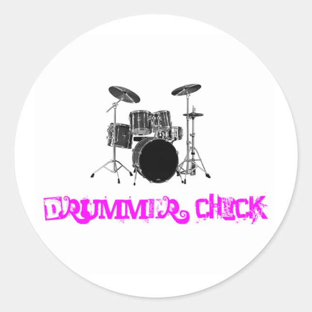 Drummer-Chick Runt Klistermärke (Framsida)