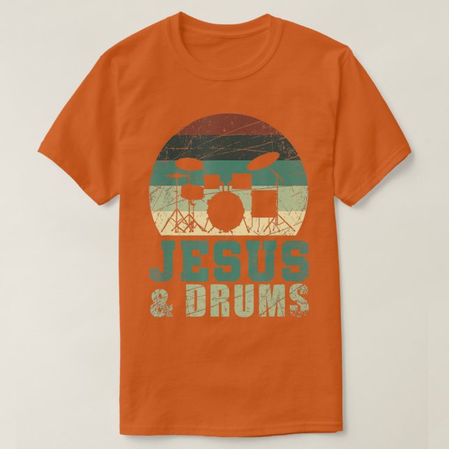 Drummer Christian Religiösa Drums Player Gift Jesu T Shirt (Design framsida)