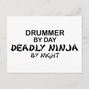 Drummer Deadly Ninja by Night Vykort