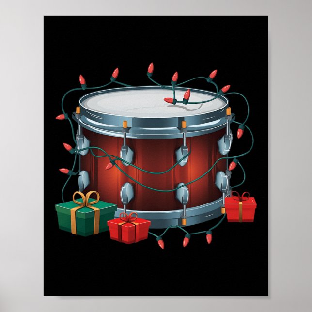 Drummer Drum Julafton Lighting Santa Musical Drum  Poster (Framsidan)
