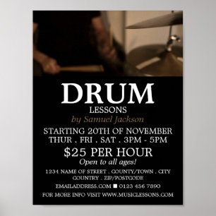 Drummer, Drum Lessons Advertising Poster