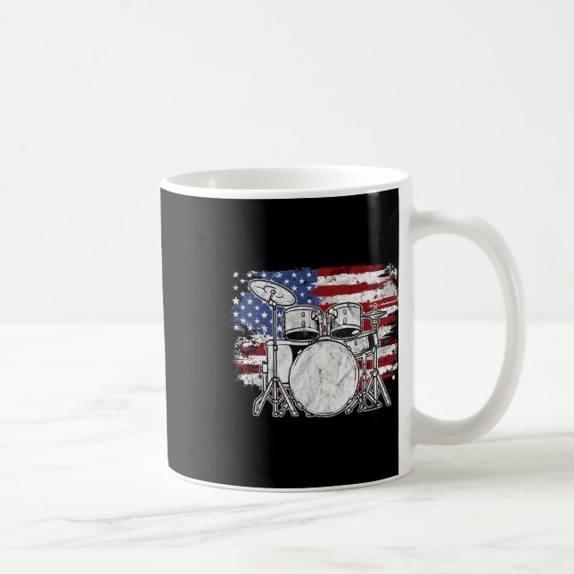 Drummer Drum Set Drums USA flagga American 4th Of  Kaffemugg (Höger)