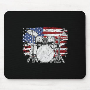 Drummer Drum Set Drums USA flagga American 4th Of  Musmatta