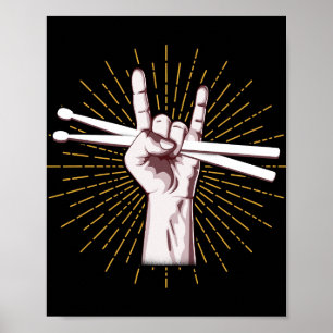 Drummer Drum Sticks Hand Sten Poster