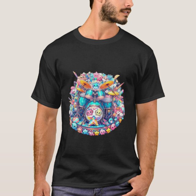 Drummer Drummer Band Drumset Drum Set Långärmad T T Shirt (Framsida)