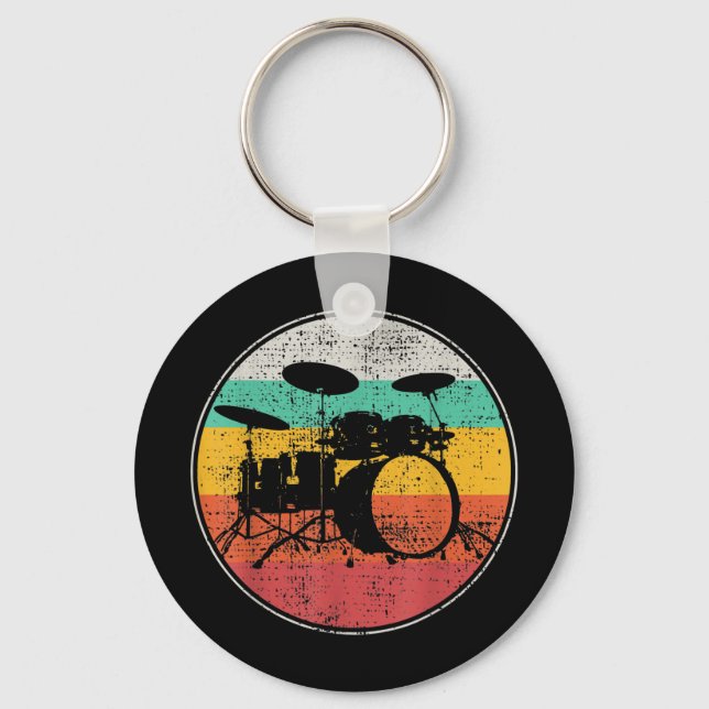 Drummer Drummer Band Drumset Retro Vintage Nyckelring (Framsida)