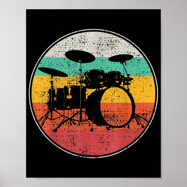 Drummer Drummer Band Drumset Retro Vintage Poster (Framsidan)
