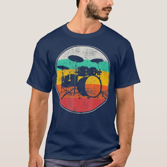 Drummer Drummer Band Drumset Retro Vintage T Shirt (Framsida)