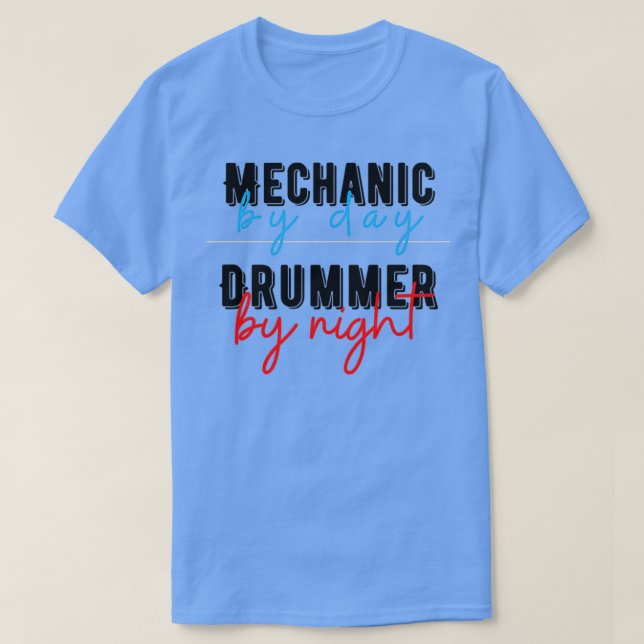 Drummer Drummer Gifts Mechanic Gifts Music T Shirt (Design framsida)