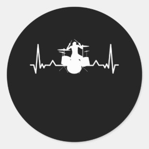 Drummer Drumming Heartslag Funny Gift Runt Klistermärke