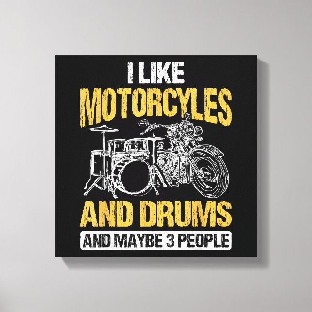 Drummer Drumming jag tycker om motorcyklar och dru Canvastryck (Framsida)