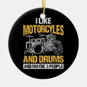 Drummer Drumming jag tycker om motorcyklar och dru Julgransprydnad Keramik