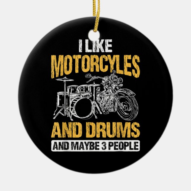 Drummer Drumming jag tycker om motorcyklar och dru Julgransprydnad Keramik (Framsidan)