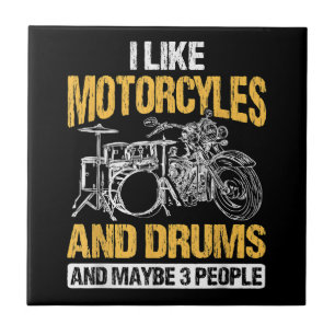 Drummer Drumming jag tycker om motorcyklar och dru Kakelplatta
