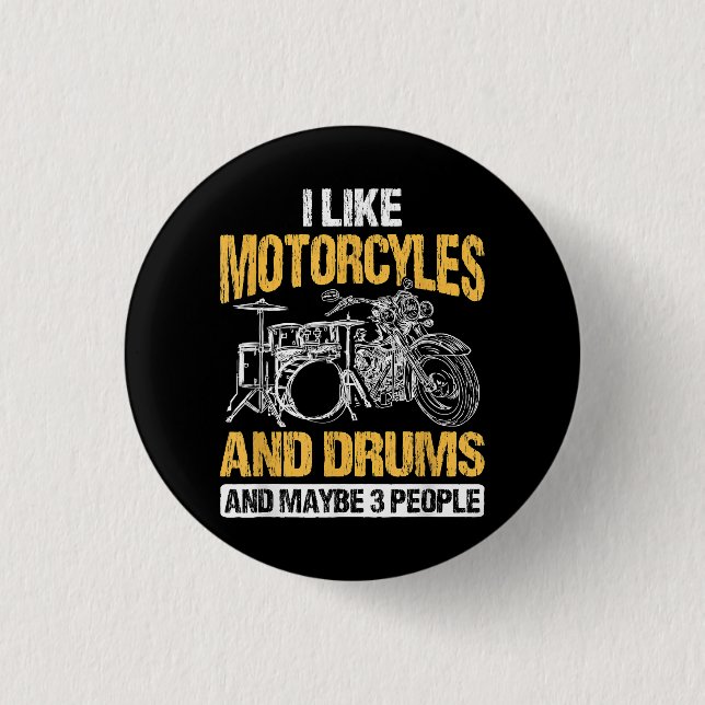 Drummer Drumming jag tycker om motorcyklar och dru Knapp (Framsida)