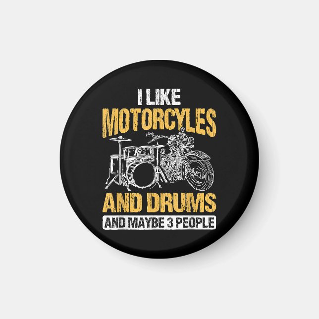 Drummer Drumming jag tycker om motorcyklar och dru Magnet (Framsidan)