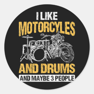 Drummer Drumming jag tycker om motorcyklar och dru Runt Klistermärke