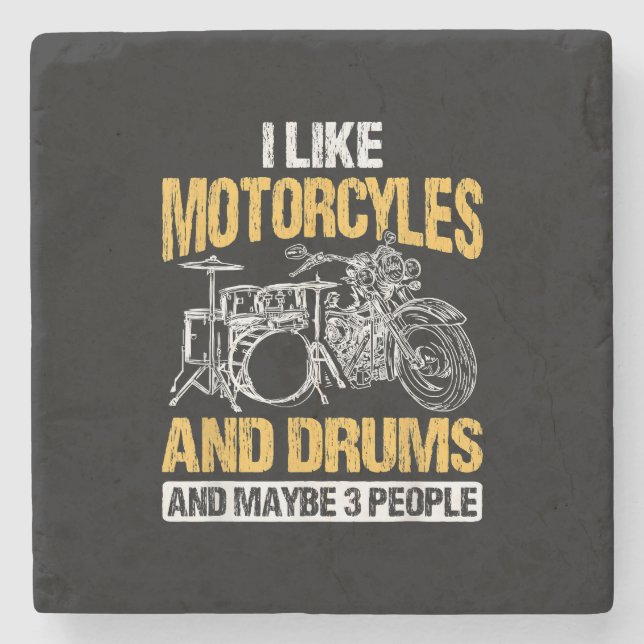 Drummer Drumming jag tycker om motorcyklar och dru Stenunderlägg (Framsidan)