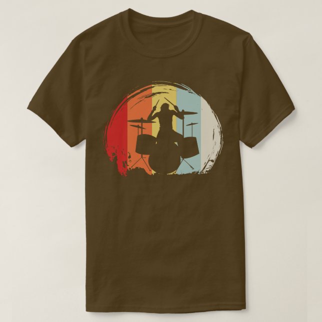 Drummer Drumming Retro T Shirt (Design framsida)