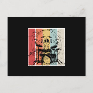 Drummer Drumming Retro Vykort