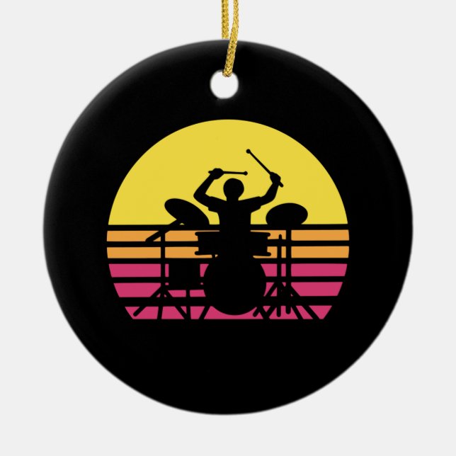 Drummer Drums Drumming Julgransprydnad Keramik (Framsidan)