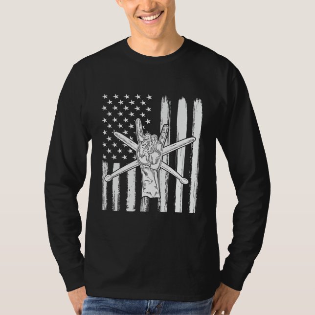 Drummer Drums Drumsticks T Shirt (Framsida)