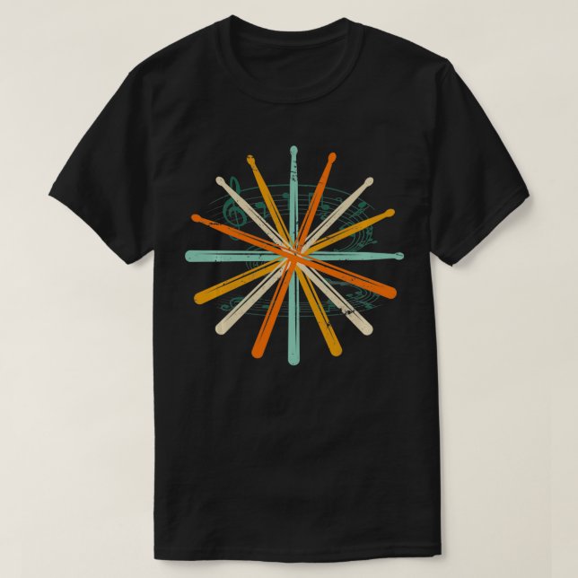Drummer Drumsticks Gift Retro Musical Instrument D T Shirt (Design framsida)
