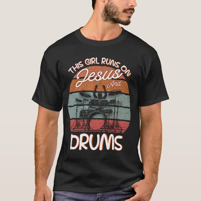Drummer Drumsticks Instrument Drum Kit T Shirt (Framsida)