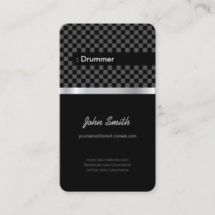 Drummer - Elegant Black Checkered Visitkort