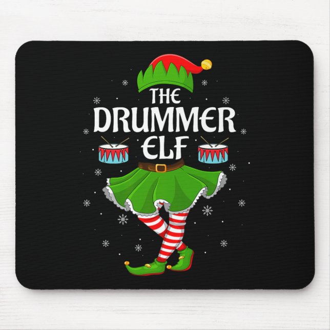Drummer Elf Christmas Family Girls Women Elf Squad Musmatta (Framsidan)