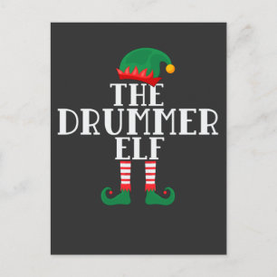 Drummer Elf Funny jultrumdesign Vykort
