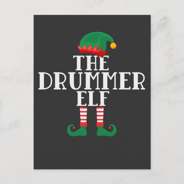Drummer Elf Funny jultrumdesign Vykort (Framsida)