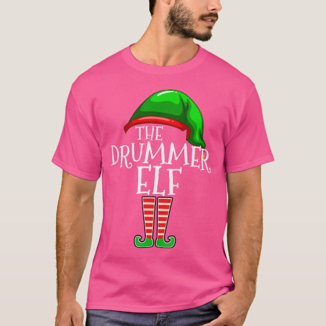 Drummer Elf Group Matching Family julgift O T Shirt (Framsida)